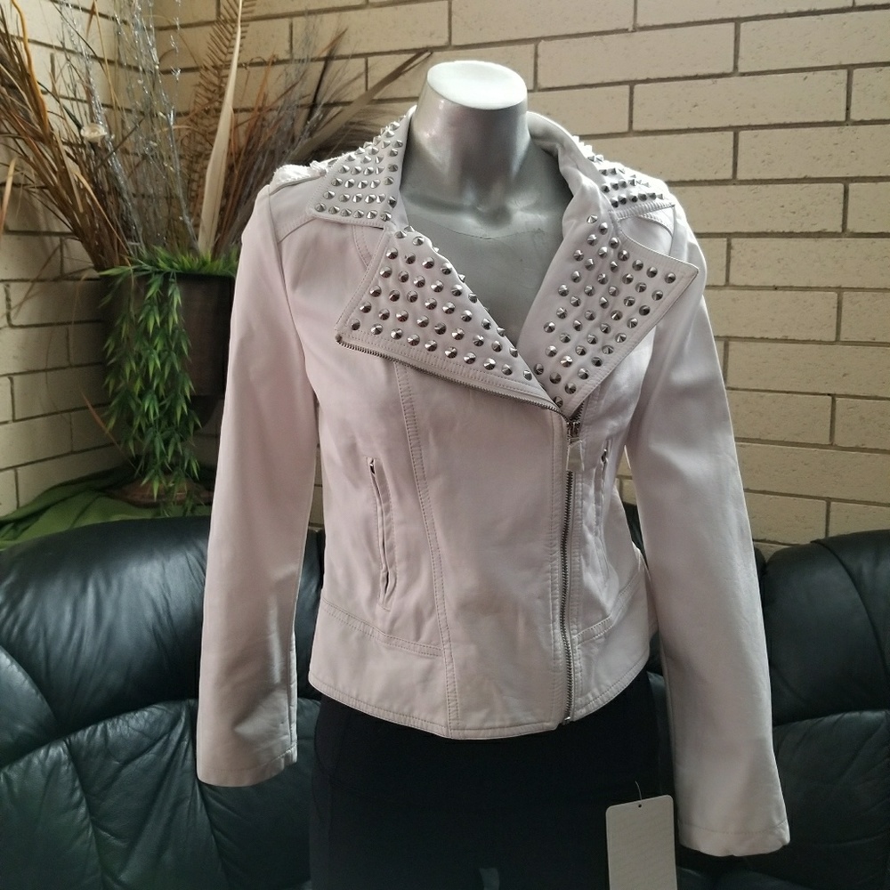 Forever 21 Faux Leather White Studs Jacket